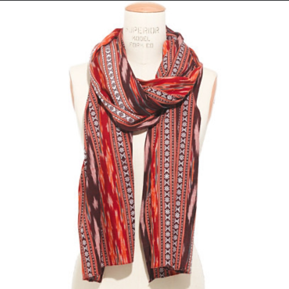 Red Patterned Scarf - image 1